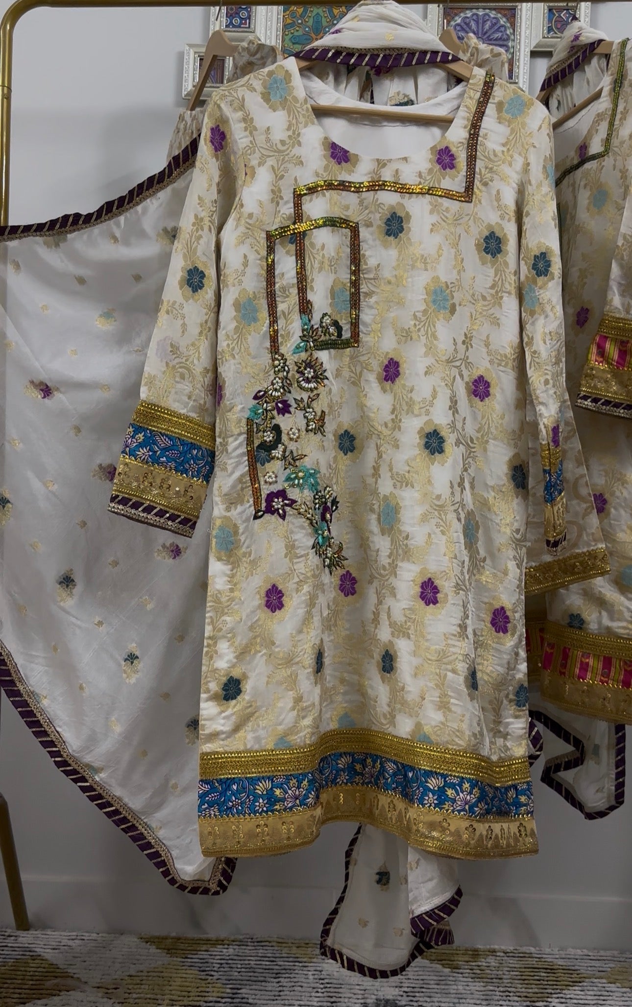 Gold Banarsi 3-Peice suit