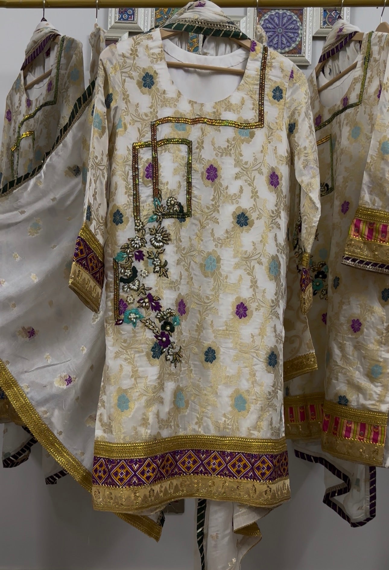 Gold Banarsi 3-Peice suit