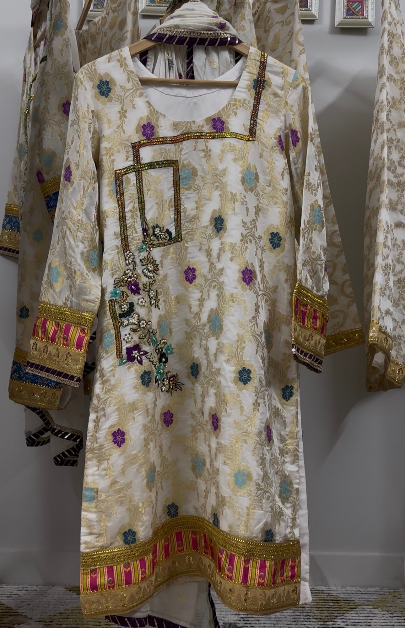 Gold Banarsi 3-Peice suit