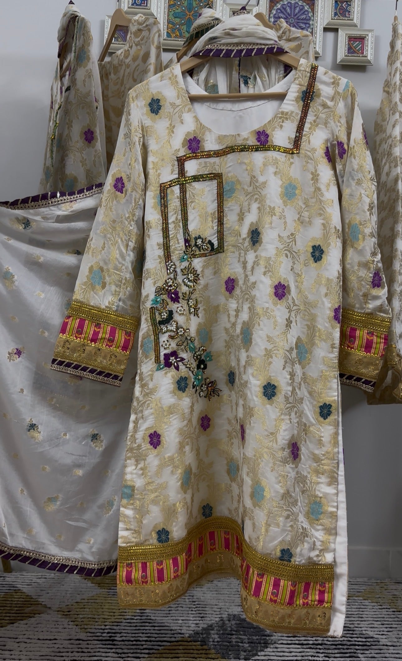 Gold Banarsi 3-Peice suit