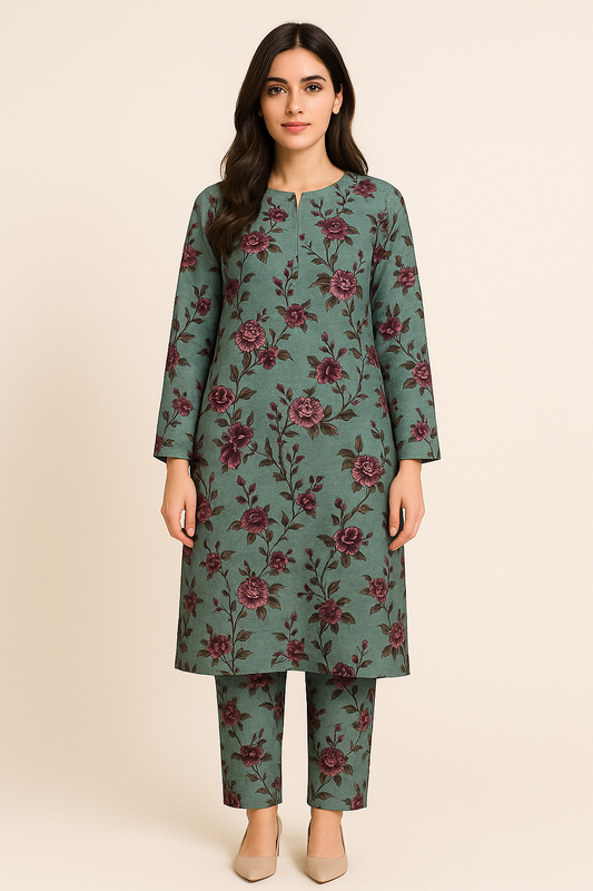 2-Peice unstitched printed lawn